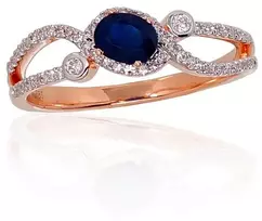 Diamond Sky Jewelry Auksinis žiedas su deimantais ir safyrais „Je t'aime III“