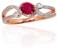 Diamond Sky Jewelry Auksinis žiedas su deimantais ir rubinais „Je t'aime II“