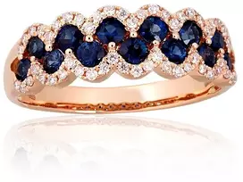 Diamond Sky Jewelry Auksinis žiedas su deimantais ir safyrais „Aukso Raštas XVI“