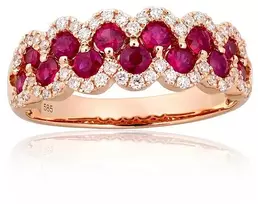 Diamond Sky Jewelry Auksinis žiedas su deimantais ir rubinais „Aukso Raštas XV“