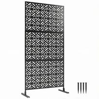 Dekoratyvinis lauko privatumo ekranas Dekoratyvinė sodo pertvara 3 panelės su geometriniu raštu metalas 92x40x192cm Juoda 92 x 40 x 192 cm