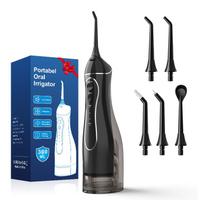 Burnos irrigator Water Flosser nešiojamas dantų vandens purkštukas 300ml vandens bakelio dantų valiklis USB įkraunamas vandeniui atsparus juoda