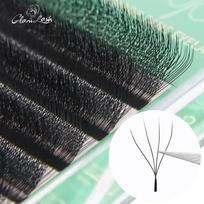 GLAMLASH 4D W formos blakstienų priauginimas, paruoštas apimties ventiliatoriai W stiliaus blakstienos dirbtinės audinės minkštos, lengvai skleidžiamos natūralios blakstienos 0.07mm D 10mm gray