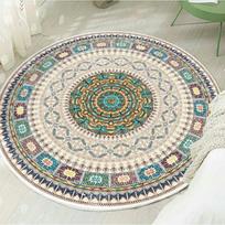 Mandala apvalus kilimas miegamasis Svetainės kilimas Boho etninio stiliaus Neslystantis vonios kambario grindų kilimas Vaikų kambario grindų kilimėlis 60*60cm