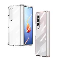 Detachable For Samsung Galaxy Z Fold 4 Case Glass Film Screen Protector Transparent Hinge Electroplate Hard Cover Only Case(no films) gryna