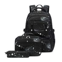 Didelės talpos Berniukų mokyklinės kuprinės Vandeniui atspari nailoninė mokyklinė kuprinė paaugliams Berniukų kuprinės Mokyklinės kuprinės 3 vnt. 45cm*31cm*18cm juoda