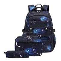 Didelės talpos Berniukų mokyklinės kuprinės Vandeniui atspari nailoninė mokyklinė kuprinė paaugliams Berniukų kuprinės Mokyklinės kuprinės 3 vnt. 45cm*31cm*18cm mėlyna