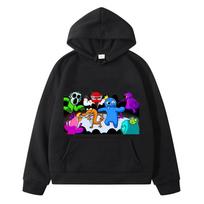 Rainbow Friends Hoodies vaikiški rūbai mergaitėms berniukams Megztiniai anime gobtuvai y2k sudadera Fleece megztinis Kasdieniai vaikų drabužiai 140 juoda