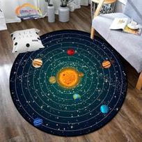 Kosmoso Visata Vektorius Ufo ir daugybė planetų galaktikoje Apvalus miegamasis Kilimai saulės sistema Vaikų kilimėlis svetainės apdaila 100cmx100cm