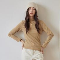 Autumn and Winter Women's Solid Color Semi-high Collar Double-sided Sanding Warm Base Shirt High Elastic Inner Slim Look All-match Base Shirt L šokoladas