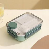 1300ML Lunch Box Plastic Portable Compartment Bento Box Microwave Students Office Food Container with Fork and Spoon Tableware beige