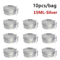 10 vnt. Aliuminio skardinės dėžutės talpykla 5ML/10ML/15ML Tuščia kremui, balzamui, nagų lakui, žvakei, kosmetikai, apvali 10pcs gray