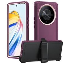 3IN1 Otter Armor Box tvirtas dėklas Honor Magic 7 Lite X9A/B/C X8 X7 X6 200 Lite 6 5Lite Defender serijai Silikoninis itin tvirtas su klipsu Apsauginis dangtelis For Honor Play 6C 5G vyno raudonos spalvos