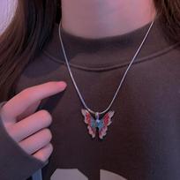 Barbie Princess Necklace Rainbow Fairy Dream Wonderland Same Collarbone Chain Color Drip Butterfly Necklace Female black