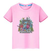 marškinėliai vaikams berniukui 10 metų Minecraft spauda 100% medvilnė anime marškinėliai y2k one piece Kawaii viršus trumpas pasididžiavimo marškinėliai mergaičių drabužiai 130 rožinė