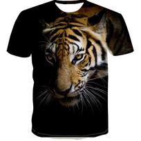 Streetwear 3D gyvūnas Tigro spaudiniai Marškinėliai Juokingi Hip Hop Vyriški Laisvalaikio Vasariniai Viršutiniai 6XL brown