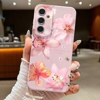 Gėlių rašto telefono dėklas, skirtas Samsung Galaxy A56 A16 A17 A36 A26 A55 A15 A25 A54 5G A37 A57 S26 S25 S24 S22 Ultra S24 S23 FE, minkštas TPU dangtelis Samsung Galaxy A16 rožinė