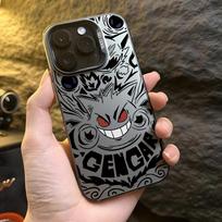 Anime Gengar telefono dėklas iPhone 16 15 14 Plus 13 12 11 Pro Max X Xs XR 8 7, matinis, spalvingas, sidabrinis, kietas dangtelis For iPhone 15 ProMax