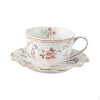 Keramikinė kavos puodelis Porcelianiniai puodeliai ir lėkštutės Rinkinys Gėlėtas Arbata Kapučino Dovana Šeimai Wave Shaped Saucer white