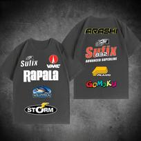 Prabangus Rapala Sub-brand Sufix Bendradarbiavimo Marškinėliai Didelio Dydžio Trumpomis Rankovėmis Grynos Medvilnės Madingi Laisvalaikio Per dydį T-shirt L gray