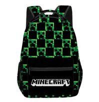 16 colių Minecraft žaidimo 3D spausdinimo vaikiškos kuprinės mergaitėms ir berniukams, vaikiški mokykliniai krepšiai, animacinis darželinio amžiaus kuprinė žalia