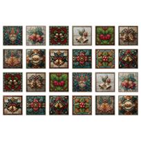 24 vnt. Senoviniai Klasikiniai Kalėdiniai Elementai Keraminės Plytelės Lipdukai Vonios Kambariui Virtuvei Svetainei Lipnūs Dekoratyviniai Lipdukai 10*10cm*24PCS gray