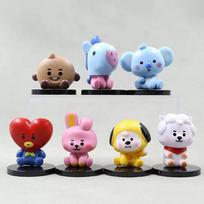 BT21 6cm 7vnt figūrėlė korėjietiška pop kpop mini figūrėlė bts Bt21 koya Modelis Kūrybingi stalo aksesuarai Žaislas Vaikų gimtadienio dovana gray
