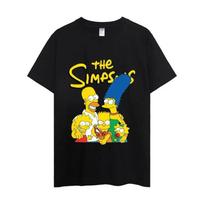 MINISO Simpsonų marškinėliai vyrams, poros, kombinezonai, drabužiai, trumpomis rankovėmis, apykaklė, mados moterims, gatvės apranga 3XL black