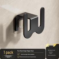 Punch-Free Bathroom Slipper Rack: Wall-Mounted Shoe Organizer & Storage for Toilet Door - Hanging & Draining Design. black