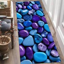 Colorful Pebble Pattern Runner Rug 3D Visual Illusion Carpet Stone Print Non-Slip Mat for Bedroom Living Room Hallway Home Decor 40X120CM blue