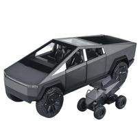 1/32 Tesla Cybertruck žaislai Visureigis Metalinis modelis Automobilis Garsas ir šviesa Paplūdimio motociklas Kolekcionuojamas daiktas Gimtadienio dovana berniukui pilka