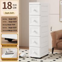 15/18/25cm Plastikinis vonios kambario siauro tarpo laikymo spintelė su stalčiais - Siauro tarpo daugiasluoksnis organizatorius 4 Layers beige