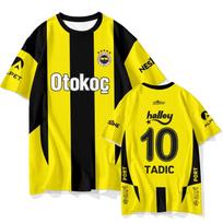 24-25 Fenerbahce Turkijos Superlygos Dzeko Futbolo Marškinėliai Greitai Džiūstantys Vyriški ir Moteriški Kvėpuojantys Apvalios Kaklo Viršutiniai Drabužiai 5XL black