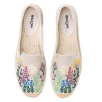 Espadrilės Moteriški Laisvalaikio Plokščiapadžiai Batai su Siuvinėta Kanapių Plokštuma, Apvalus Pirštas Pavasaris/Ruduo Patogūs 39 white