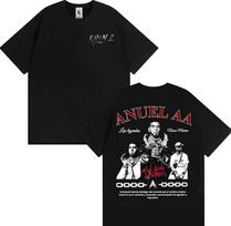Anuel AA Rhlm 2 Real Hasta La Muerte Albumo Marškinėliai Vyriški Drabužiai Harajuku Gotikiniai Derliaus Marškinėliai 100% Medvilnės Oversized Marškinėliai L gray