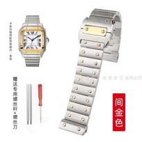 Tvirtas nerūdijančio plieno laikrodžio apyrankė vyrams, skirta Cartier Santos 100 serijos, 23 mm drugelio sagtimi, laikrodžio priedai 23mm-man white