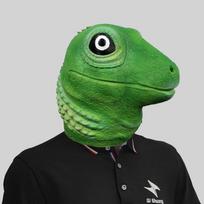 Kūrybiškos gyvūnų kostiumų kaukės iš minkšto latekso, puikiai tinkančios Helovino vakarėliams ir vaikų šventėms Lizard Head green