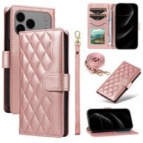 Odinis piniginės dėklas su kortelių laikikliu ir dirželiu per petį, atverčiamas, skirtas iPhone 17 Pro Max 16 Plus 15 14 13 12 11 16E, su stoveliu, krepšys, knygos tipo dangtelis iPhone 15 Pro Max rožinė