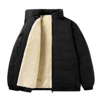 Žiemos avies vilnos medvilninis paltas Vyriškas paltas su storu vilnos pamušalu, šiltas, laisvas ir kasdienis, didelio dydžio 8XL beige