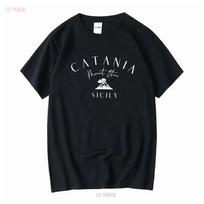 Mount Etna T Shirt Sicily Catania Volcano Mountain Soft and Comfortable Crewneck long or short sleeves vintage Washed Casual 3XL black