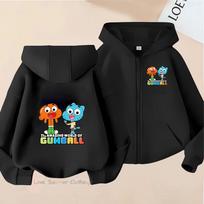 Plonas pavasarinis striukė su užtrauktuku Hoodie Vaikų gatvės apranga Nuostabusis Gumballo pasaulis Vaikų Hoodie Užtrauktuku megztinis Mergaitės Berniukai Hoody 14T black