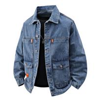Vyriškas striukė Stovintis džinsinis striukė Laisvas kasdienis džinsinis striukė Dydis plius striukė 5XL gray