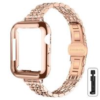Metalinė apyrankė+dėklas Apple Watch Ultra2 dirželiui 49mm 42mm 41 45 46 40 44mm Dangtelis Plieno apyrankė Iwatch Series 10 9 8 7 6 SE 5 4 Series SE 456 44mm beige