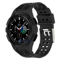 Dėklas+Apyrankė Samsung Galaxy Watch 6 4 40mm 44mm Skaidri Silikoninė Juosta Sportinė Apyrankė Galaxy Watch 4 Classic 46 Priedai Galaxy 4 40mm juoda