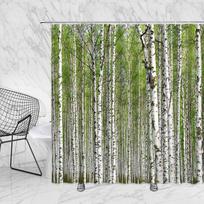 Beržų Dušo Užuolaida Vonios Dekoras Žiemos Beržų Miškas Vonios Užuolaida Rustic Miško Peizažas Vonios Aksesuarai Kabliukai W120xH180cm gray
