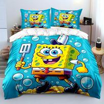 3 vnt. animacinis SpongeBob spausdintas patalynės komplektas vaikams berniukams mergaitėms Nauja 3D spausdinta lovatiesė Užvalkalas antklodei Užvalkalas pagalvei Miegamojo dekoras 200x220cm blue