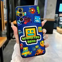 Žaidimo G-Geometry Dash dėklas telefonui Samsung A25 A13 A33 5G A54 A36 A35 A56 A52 A14 Smūgiams atsparus minkštas dėklas Samsung A05S blue