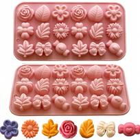 Daisy Flower Silicone Molds Tulip Flower Bow Leaf Jelly Ice Pudding Soap Mold Fondant Cake Chocolate Mould Cake Decoration Pink brown
