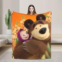 Animacinis M-Maša ir Lokys Antklodės Kokybiška Šilta Minkšta Pledas Pavasario Iškylai Namų Dekoras Purus Antklodė 75x90cm