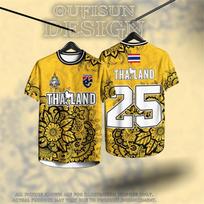 Tailandas #99 Nacionalinės komandos marškinėliai, fuksijos spalvos gėlių rašto printas su Tailando vėliava, marškinėliai Tailando sporto gerbėjams ir sirgaliams S yellow